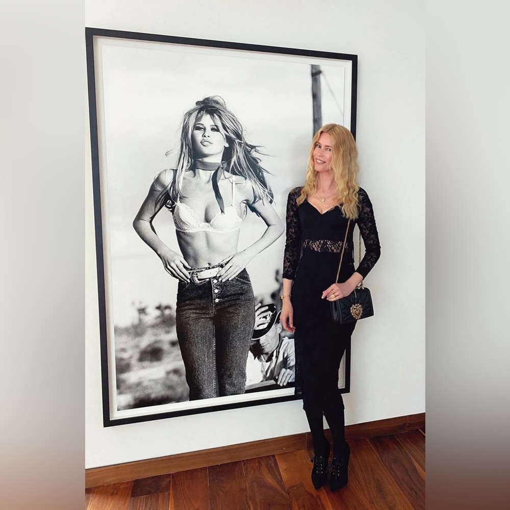 GUESS Neon Pop Art Claudia Schiffer Distressed Black Denim Jean Tote Bag - Picture 3 of 13
